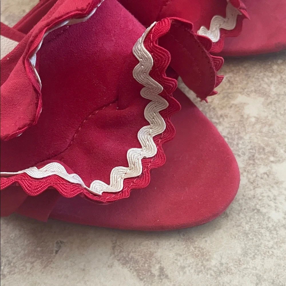 Loeffler Randall Red Ruffle Slide Sandals - Picture 8 of 10